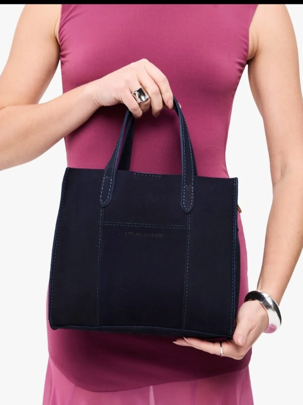 🔥Portland Leather Velvet Blue Classic Lola Crossbody Tote
